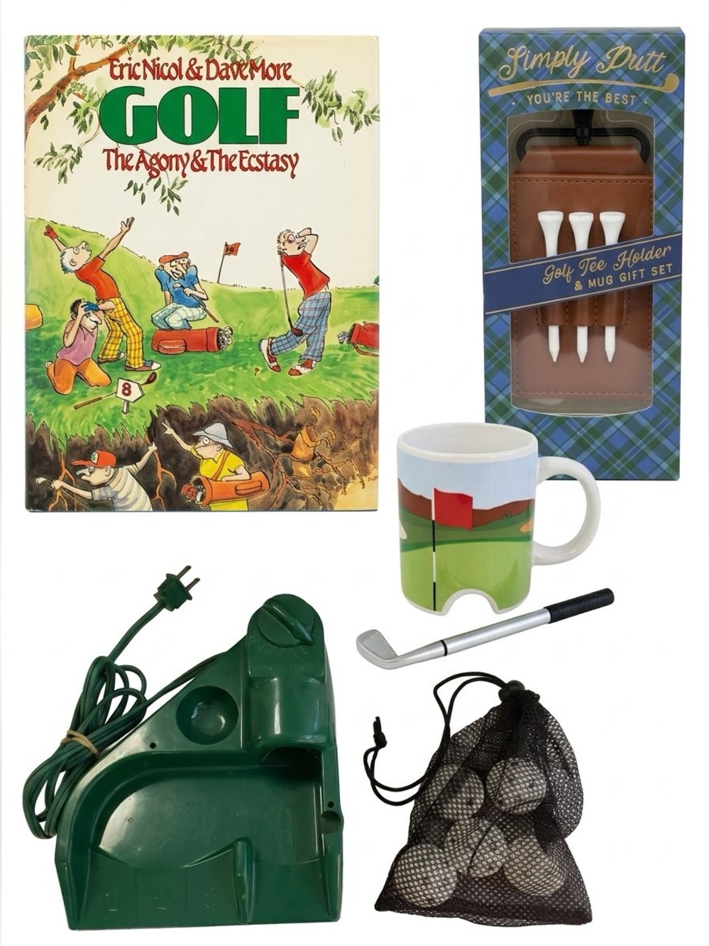 Golf Bundle: Putting Machine, Book, Tee Holder, Mug & Pen